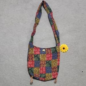 Handmade Indian Paisley Painted Canvas Tote Shopper Shoulder Bag Purse